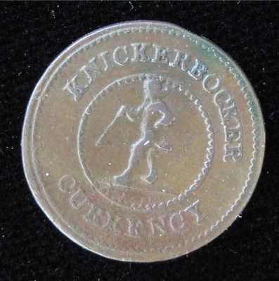 KNICKERBOCKER CURRENCY Civil War Token PICTORIAL Fine