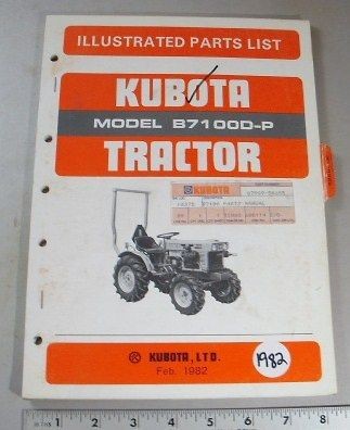 KUBOTA PARTS MANUAL   B7100D P TRACTOR   1982