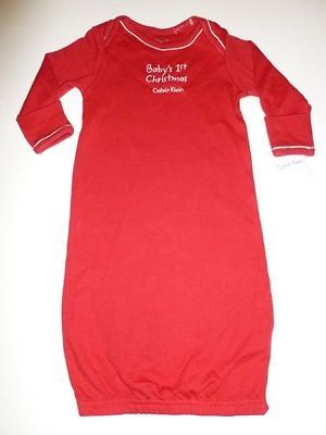 NWT~CALVIN KLEIN~ONE SIZE BABYS FIRST CHRISTMAS GOWN~PAJAMAS~SLEEPER 