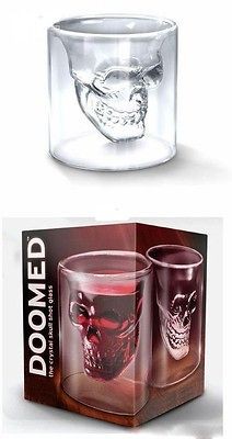 Lots 6 FRED Doomed Crystal Skull Head 2.5 ounces Shot Glass FREE Ship 