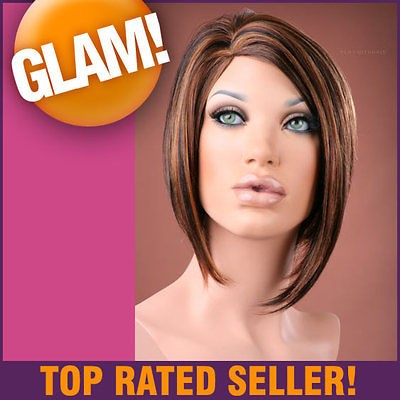 Posh Asymmetrical Bob Wig Three Tone Brown