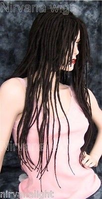 Dark Brown Extra Long Dreads/Dreds Dreadlocks Wig Goth/Gothic