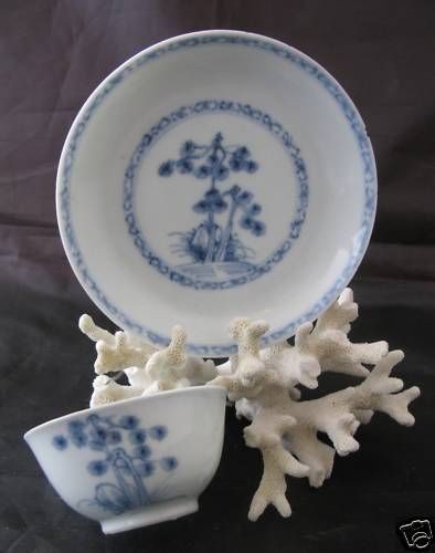 Nanking Cargo Large Blue Pine Tea Bowl & Saucer c1725