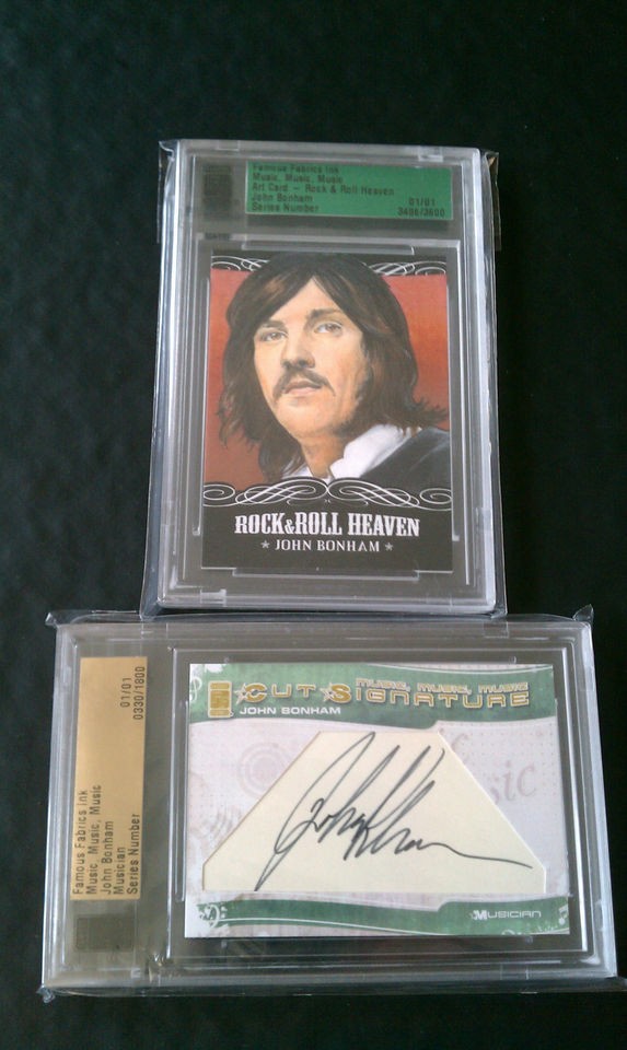   Famous Fabrics Music Music Music JOHN BONHAM 1/1 AUTOGRAPH & ART CARD