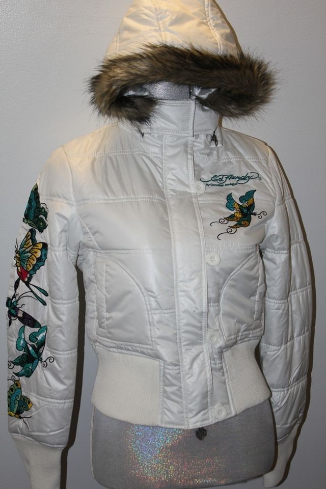 NWT ED HARDY BY CHRISTIAN AUDIGIER LOVE BIRDS PUFFER COAT JACKET SIZE 