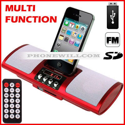 Speaker Station For IPHONE 3G 4G IPOD Docking Radio Clock Alarm USB SD 