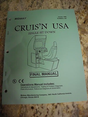 Vintage Midway Cruisn Usa Operation Service Repair Manual Video Arcade 