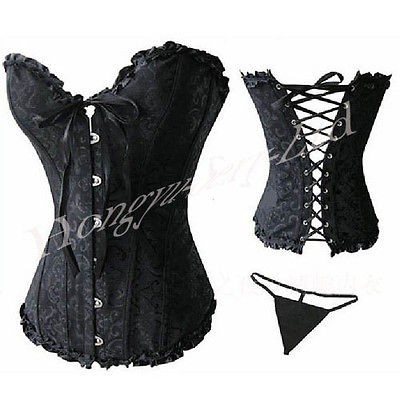 A18B Size 3XL New Womens Black Brocade Boned Underbust Cincher Corset 