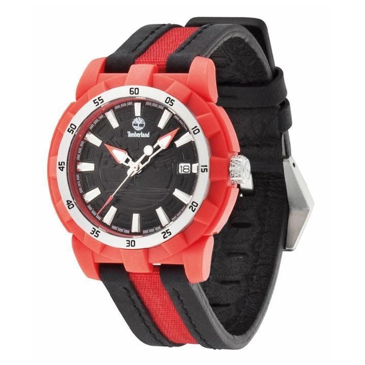 New Timberland TBL13323MPRDS/​02 Whiteledge Black Red Unisex Watch