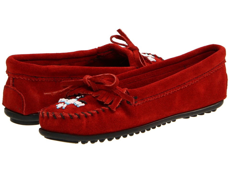   Minnetonka Womens Thunderbird II Suede Fringe Moccasin Brick Red 9 10