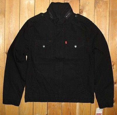 LEVIS $140 MENS LIGHTWEIGHT MILITARY BLACK JACKET