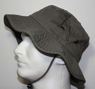   MEN OLIVE GREEN WIDE VISOR FISHING BUCKET HAT SAFARI CAP LARGE / XL