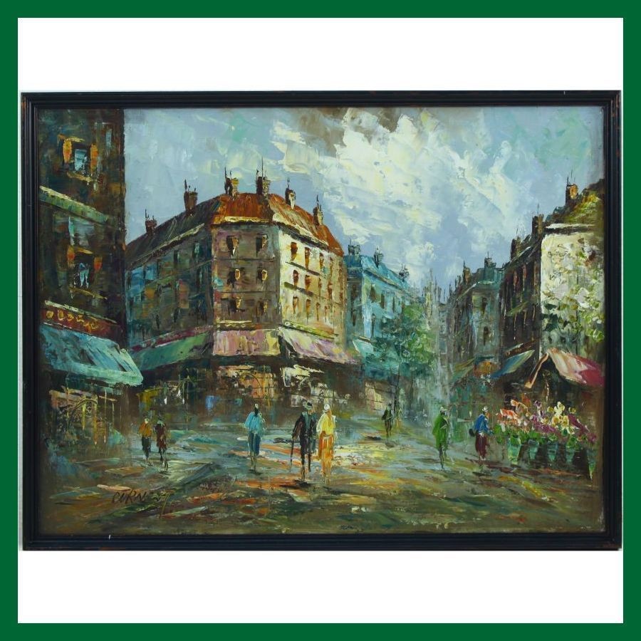 Burnett Parisian French Paris Impressionist Street Scene Acrylic Oil 