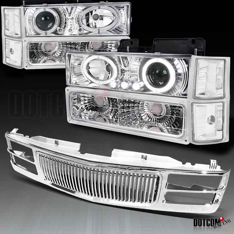   HALO PROJECTOR HEADLIGHTS+BUM​PER+CORNER+GRI​LL CHROME (Fits GMC