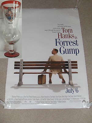 Forrest Gump 2 Sided Movie poster 27x40 & Bubba Gump Bar Beer Glass 