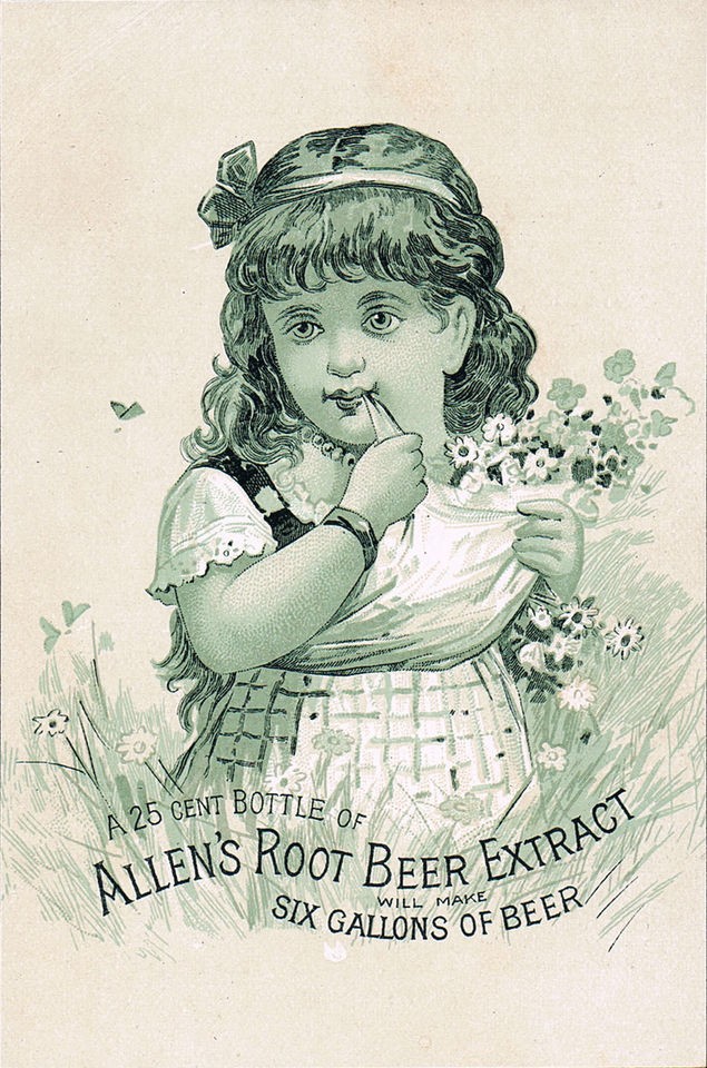 Allens Root Beer Extract Medicine Victorian Trade Card Little Girl 