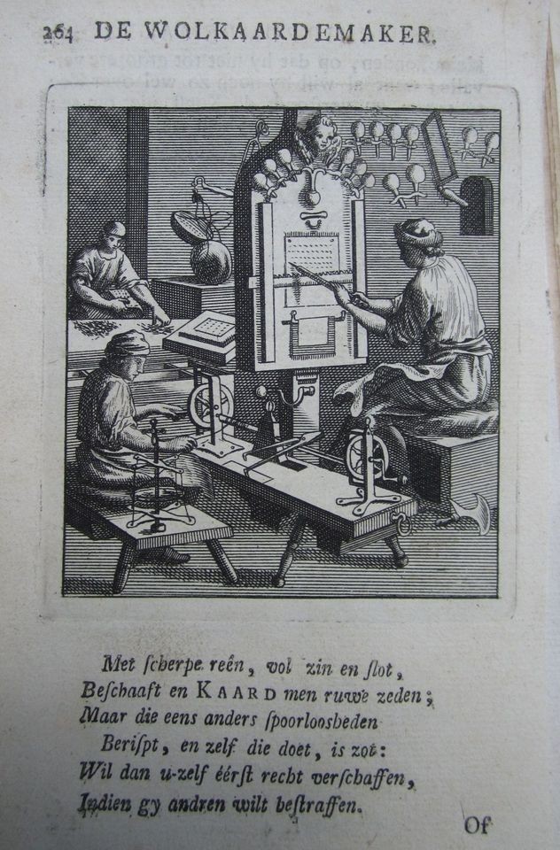 1745 LUYKEN ANTIQUE PRINT PROFESSIONS ; WOOL CARDER