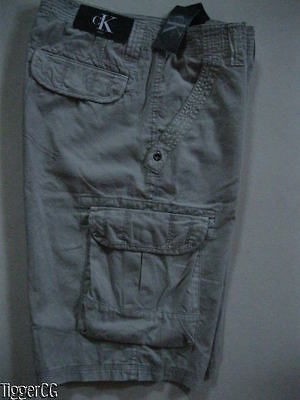 New CALVIN KLEIN Mens CARGO SHORTS Lifestyle LIGHT KHAKI TAN 100% 