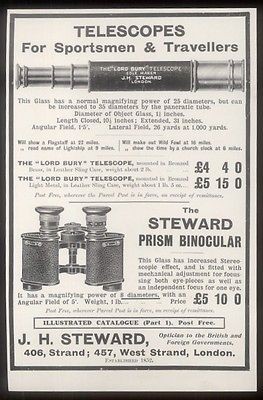 1912 J.H. Steward Lord Bury telescope binoculars UK ad