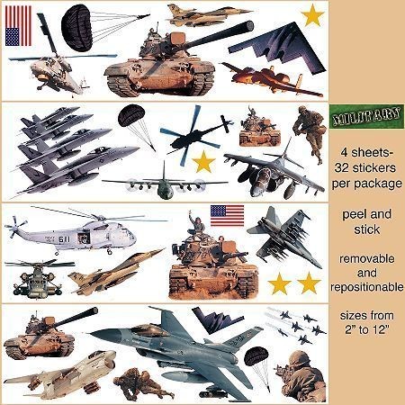 MILITARY 32 BiG Wall Sticker Room Decor ARMY MARINE Jet