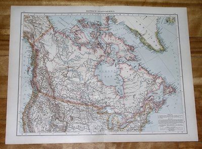 1893 ANTIQUE MAP OF CANADA / OLD PROVINCES BOUNDARIES ASSINIBOIA 