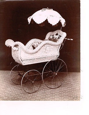 antique wicker baby carriage in Antiques