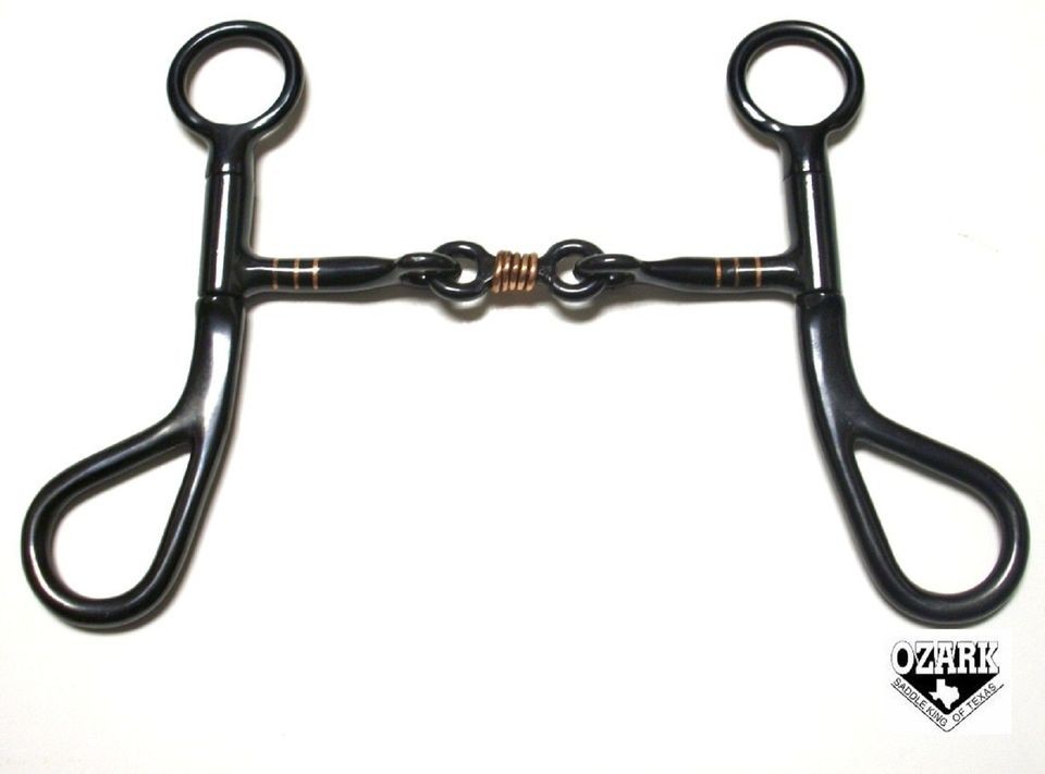 Teardrop Dogbone Snaffle Black Satin Bit Copper Wrap by Ozark New