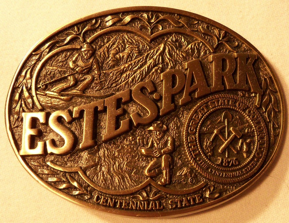 Brass Estes Park Belt Buckle, Award Design Medals, Solid Brass