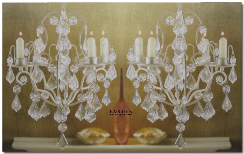 CANDLE HOLDERS IVORY BAROQUE Crystals Glaore Hanging Chandeliers 