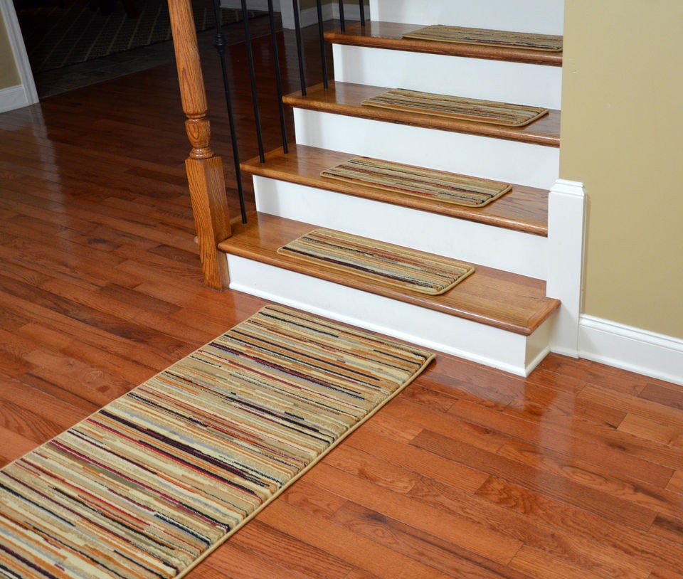 Dean Premium Carpet Stair Treads   Striation Stripes Beige Plus a 5 