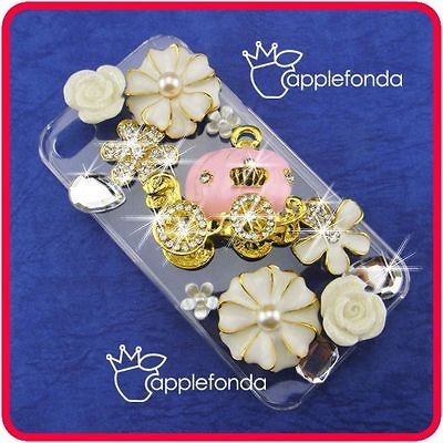 U414 Crystal Carriage Flowers Pearls DIY Cell Phone Case Deco Kits