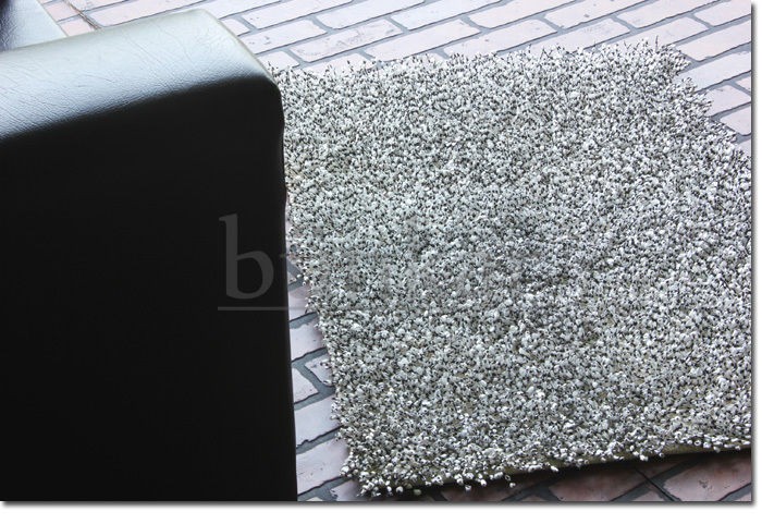 Silver Grey Damru Shaggy Sparkle Sofa Rug Tapis / Alfombra / Teppich 