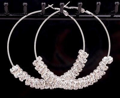 1Pair Shiny Glass Crystal Bead Basketball Wives Earrings For Wedding 