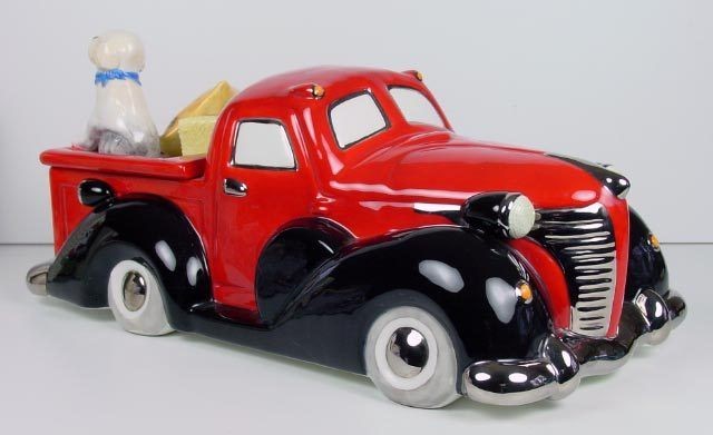Henry Cavanagh Red 40s Vintage Truck Car Cookie Treat Jar Old English 