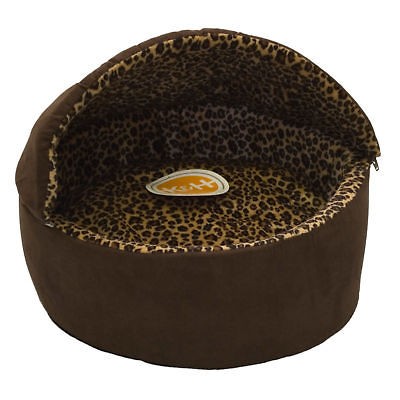 Thermo Kitty Bed Dlx Hooded Cat Bed Tan Mocha