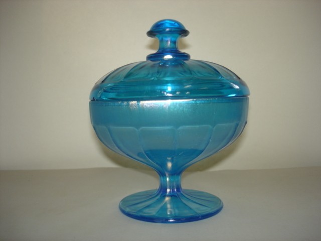 Northwood Stretch Glass Celeste Blue Bonbon Candy Dish