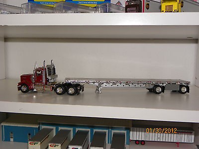 53rd scale Tonkin Metallic red Kenworth W900L with flatbed trailer