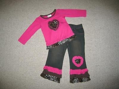   HEART RUFFLE Pants Girls 2T Fall Winter Clothes Boutique Chit Chat