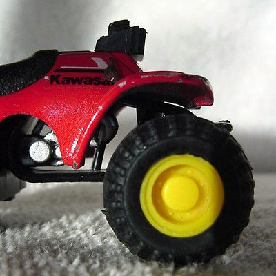 1988 RED METAL KAWASAKI ATV 4 WHEELER CYCLE TOY CAR CHILD PLAY 