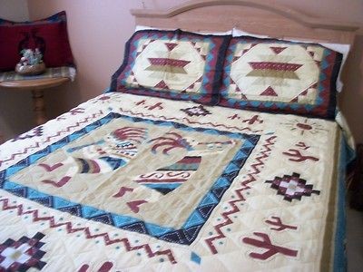 SOUTHWEST WESTERN KOKOPELLI KING SZ QUILT/SHAMS BRAND NEW & BEAUTIFUL