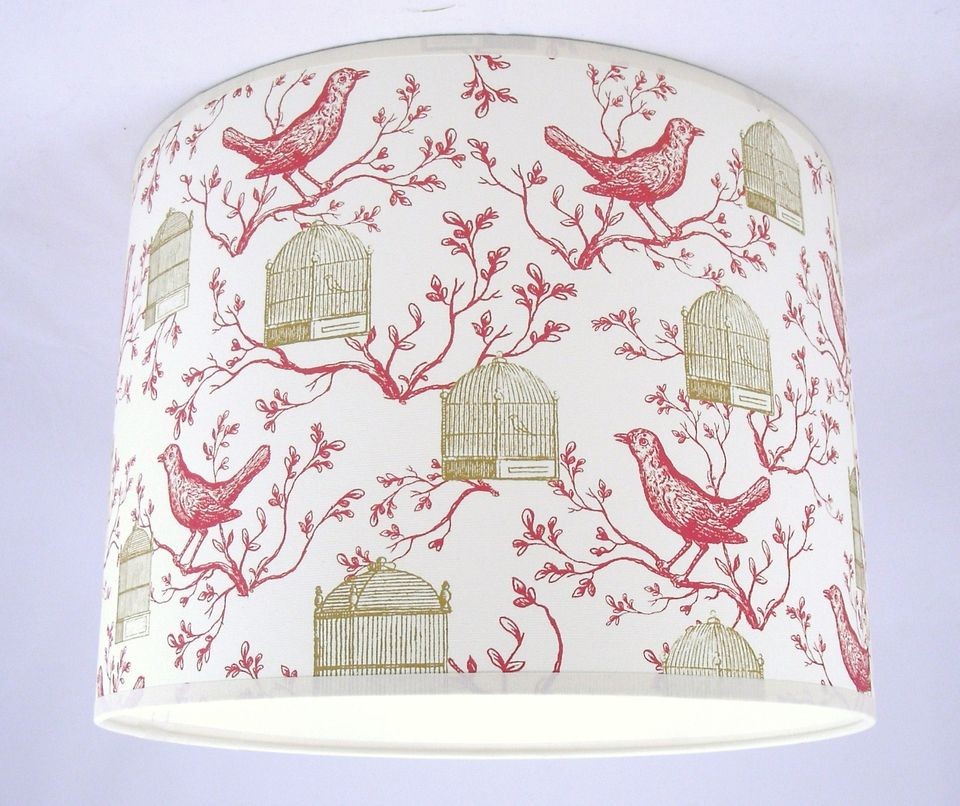 11 Lampshade Handmade in UK   Cavallini Vintage Bird & Cage