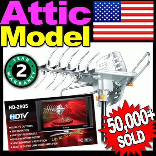 DIGITAL TV ANTENNA HDTV ROTOR CABLE DTV OUTDOOR HD2605