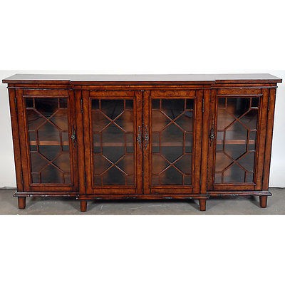 STUNNING OLD WORLD STYLE CHESTER BURL WOOD CONSOLE TABLE,72W