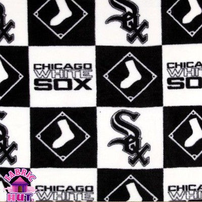 114226079  Chicago White Sox Checkered MLB Baseball Fleece Fabric Make 