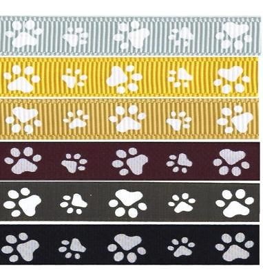 yds 3/8 TINY PUPPY/CHEER PAW Grosgrain Print Ribbon