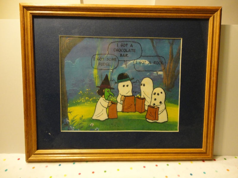   Cel,Trick Or Treat,Charles Schulz,Framed & Matted,I Gotta Rock