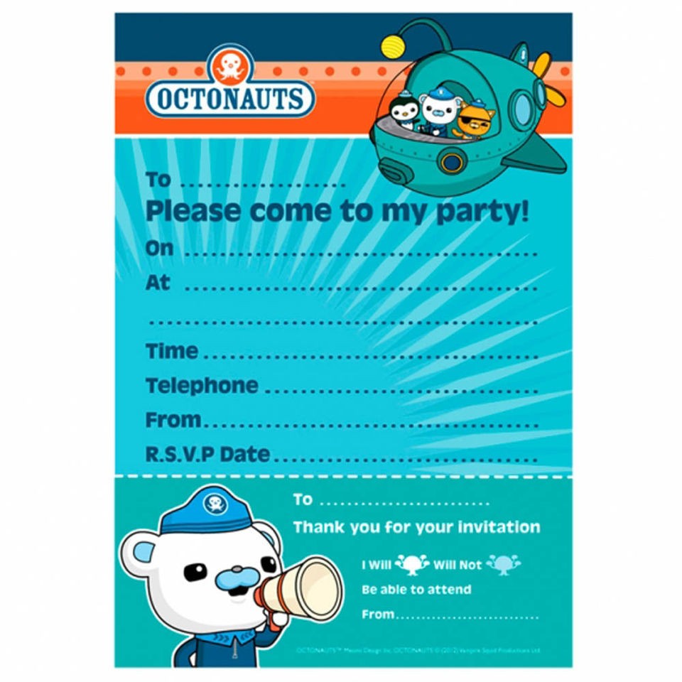 20 Octonauts Party Adventure Captain Barnacles Party Invitations plus 