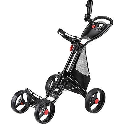   One Click Folding 4 Wheel Golf Push Cart CaddyCruiser One NEW BLACK