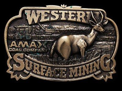 VINTAGE 1970s AMAX WESTERN SURFACE MINING BELT BUCKLE   