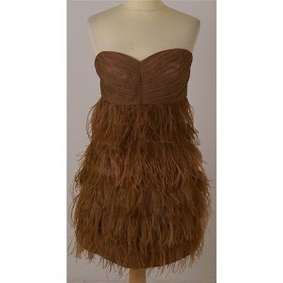   Feather Cocktail Formal Evening Party Strapless Sweetheart Dress M